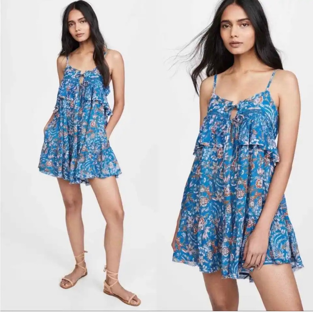 Blue floral free people mini dress